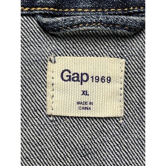 GAP Denim Jacket Woman’s XL Blue Med Wash Stretch Button Front Trucker Cowgirl - Picture 4 of 11